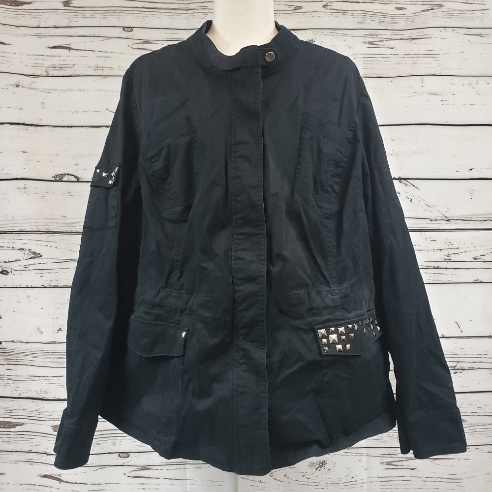 Lane Bryant Black Jacket with Embellished Pockets